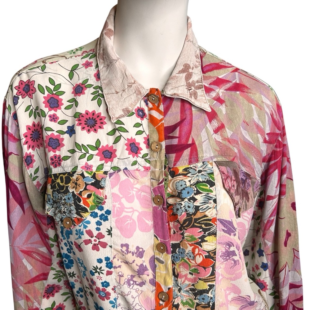 Vintage Y2K Sacred Threads Patchwork Shirt Jacket Large NWT